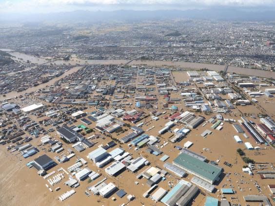 Koriyama was severely flooded when the Abukuma river burst its banks in Typhoon Hagibis (AFP/Getty)