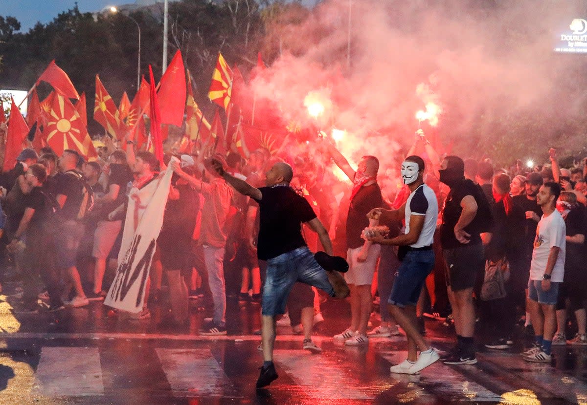 EUR-GEN MACEDONIA DEL NORTE-PROTESTAS (AP)