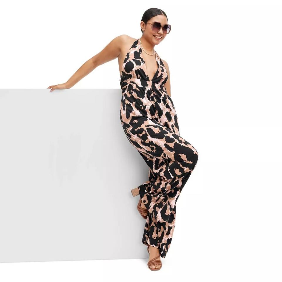 Women's Halter Leopard Neutral Jumpsuit Ta