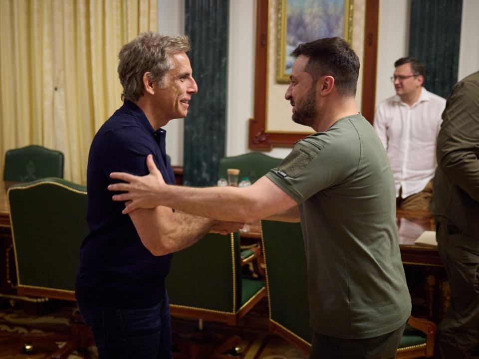 Ben Stiller meets with Ukrainian President Zelenskyy in Kyiv Monday.