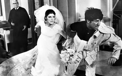 Katharine Ross and Dustin Hoffman in The Graduate (1967) - Credit: Film Stills