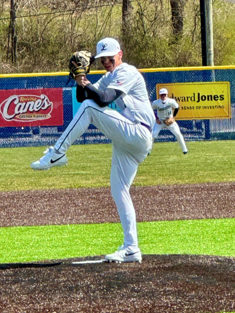 Lancaster junior pitcher Darren Ramsey gets set to fire a pitch against Licking Heights on Saturday. The Golden Gales fell short, losing a 4-1 nonconference game at England Field.