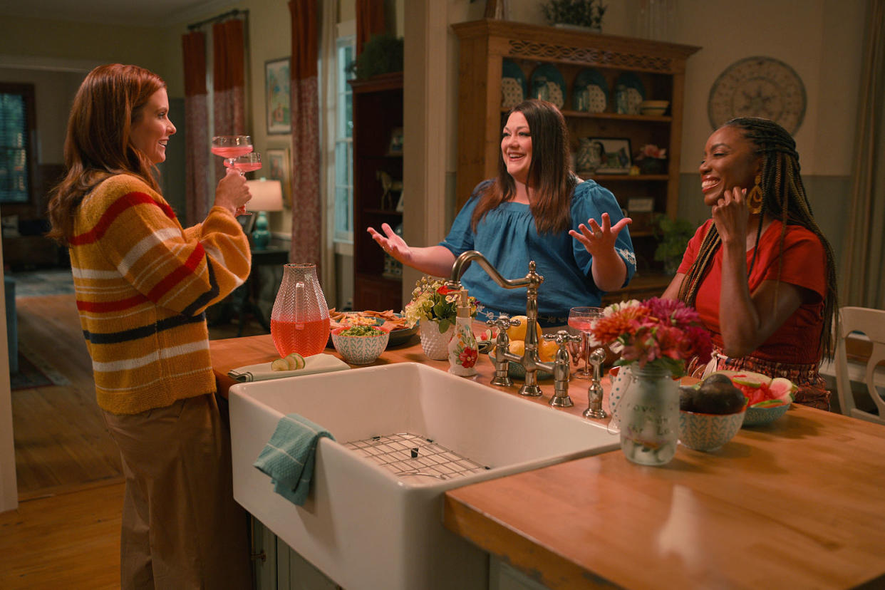 JoAnna Garcia Swisher as Maddie Townsend, Brooke Elliott as Dana Sue Sullivan, and Heather Headley as Helen Decatur in 