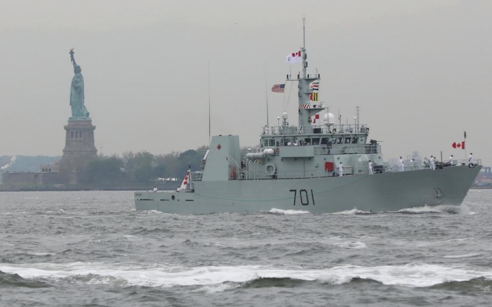 The HMCS Glace Bay arrives in New York Harbor to mark the beginning of Fleet Week in New York - REUTERS