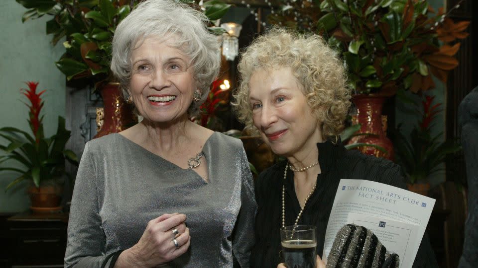 Alice Munro, left, and Margaret Atwood at the National Arts Club in February 2005. Atwood elevated Munro to "international literary sainthood." - Diane Bondareff/Invision/AP