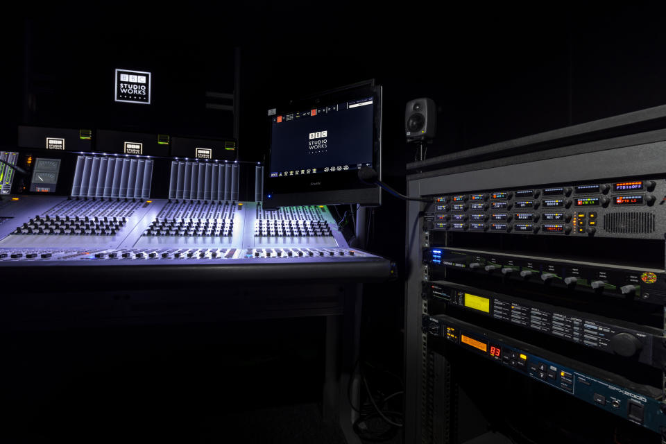 A sound desk in the new BBC Studioworks facility in Glasgow’s Kelvin Hall (Martin Shields/PA)