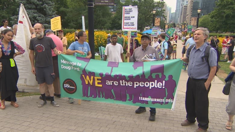 Protesters rally against Ford government at Queen's Park