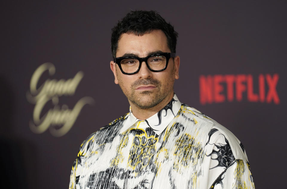 Daniel Levy, writer/director of "Good Grief," as well as a cast member, poses at the premiere of the Netflix film at the Egyptian Theatre, Tuesday, Dec. 19, 2023, in Los Angeles. (AP Photo/Chris Pizzello)