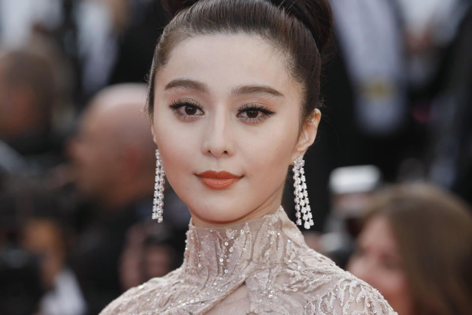 FILE - Model Fan Bing Bing arrives for the screening of Rust and Bone at the 65th international film festival, in Cannes, southern France, Thursday, May 17, 2012. (AP Photo/Lionel Cironneau, File)