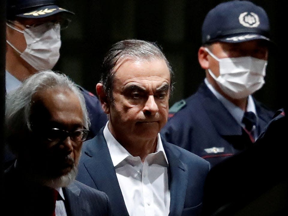 FILE PHOTO: Former Nissan Motor Chariman Carlos Ghosn leaves the Tokyo Detention House in Tokyo, Japan April 25, 2019. REUTERS/Issei Kato/File Photo