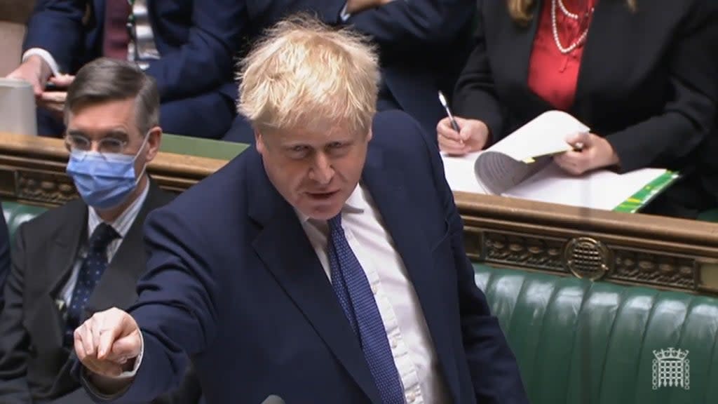 Boris Johnson speaks during Prime Minister’s Questions (House of Commons/PA) (PA Wire)
