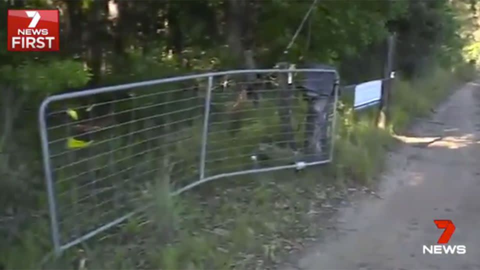 The gate was allegedly broke by the driver. Source: 7 News.