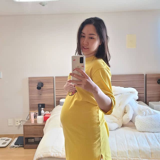 黃申英懷孕三個月的照片。（圖／翻攝自黃申英IG）