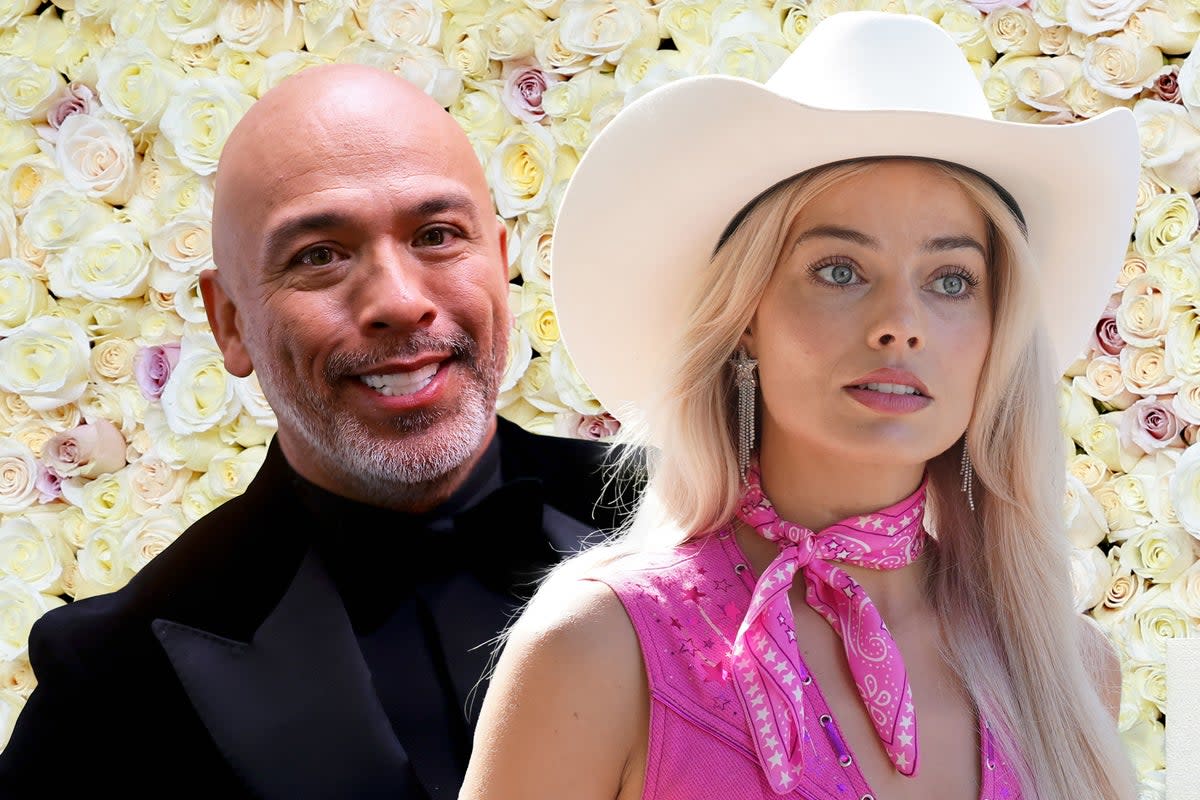 Jo Koy, whose opening monologue bombed at the Golden Globes, and Margot Robbie in the largely snubbed ‘Barbie’  (Getty/Warner Bros)