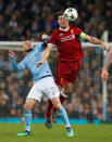 <p>Soccer Football – Champions League Quarter Final Second Leg – Manchester City vs Liverpool – Etihad Stadium, Manchester, Britain – April 10, 2018 Liverpool’s James Milner in action with Manchester City’s David Silva REUTERS/Andrew Yates </p>