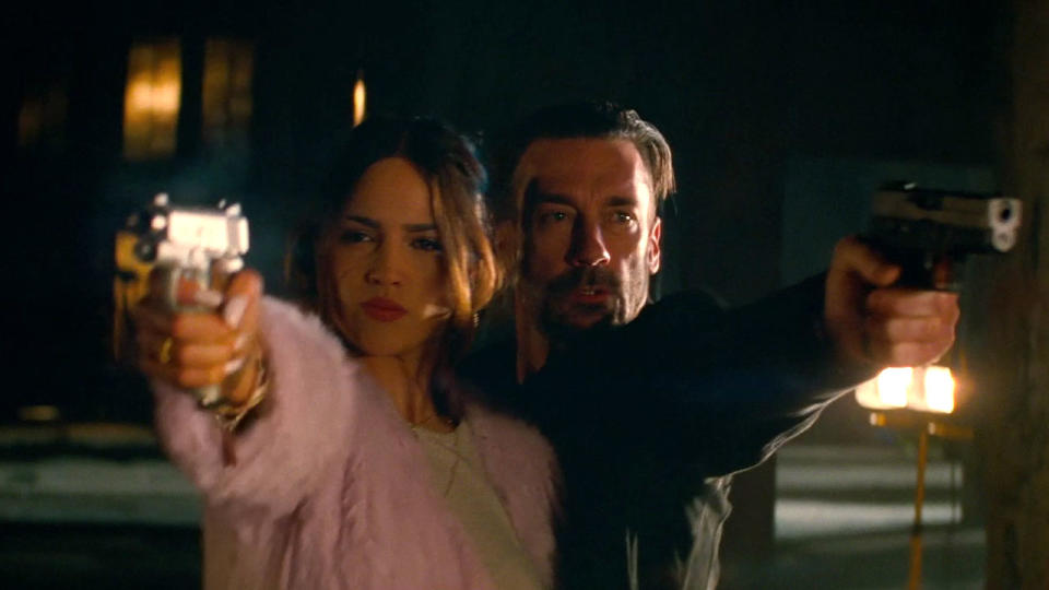 Eiza González and Jon Hamm in 'Baby Driver' (Sony Pictures)