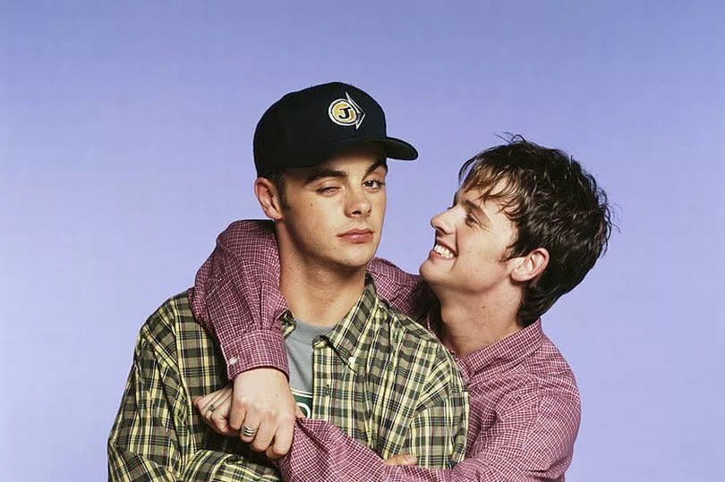 British TV duo Anthony McPartlin (left) and Declan Donnelly, aka Ant & Dec, circa 1995