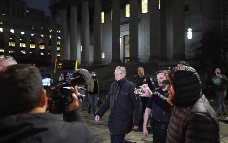 Wayne LaPierre, CEO of the National Rifle Association, leaves New York State Supreme Court, Friday, Feb. 23, 2024, in New York. (AP Photo/Frank Franklin II)