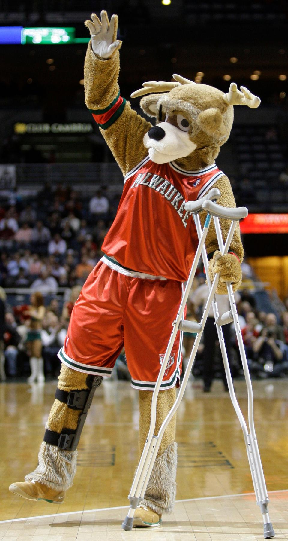 Bango comes out onto the floor in the second quarter on crutches and a banged up knee in 2009.