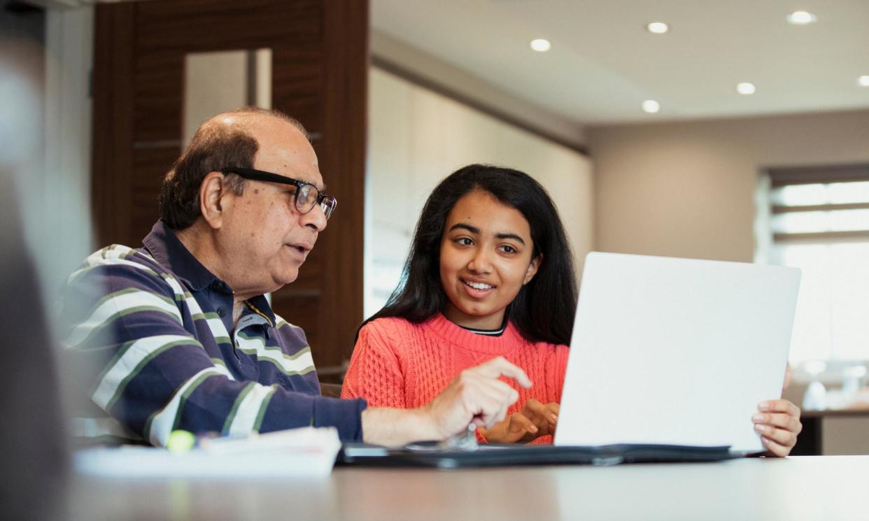 <span>At digital inclusions hubs all over the UK, people – often older adults – are learning online skills. Picture posed by models.</span><span>Photograph: SolStock/Getty Images</span>