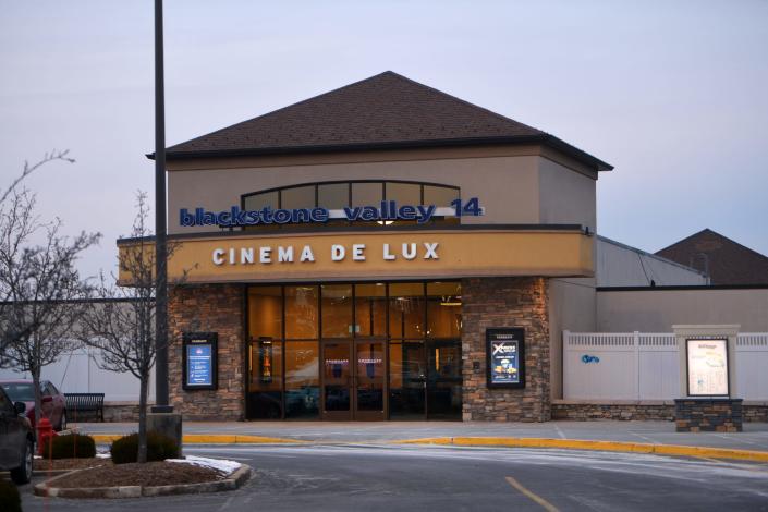The upper entrance of the Blackstone Valley 14 Cinema de Lux in Millbury.