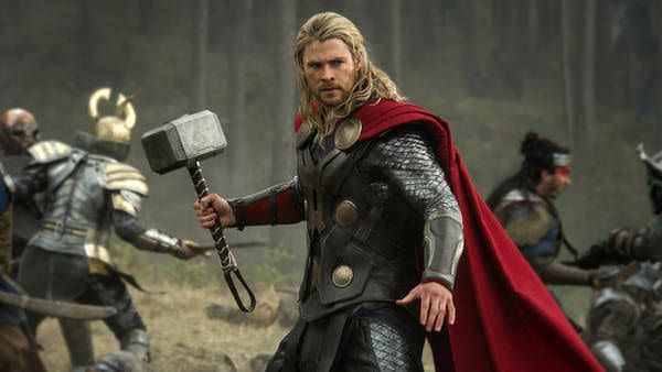 thor wields his hammer in a scene from thor the dark world, the eighth movie if you want to watch all the marvel movies in order