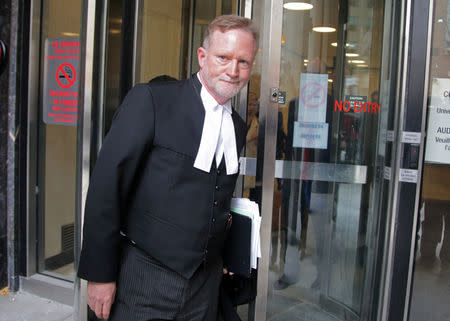 Crown Prosecutor Michael Cantlon leaves court after Canadian serial killer Bruce McArthur was sentenced to life imprisonment, after pleading guilty to eight counts of first-degree murder, in Toronto, Ontario, Canada, February 8, 2019. REUTERS/Chris Helgren