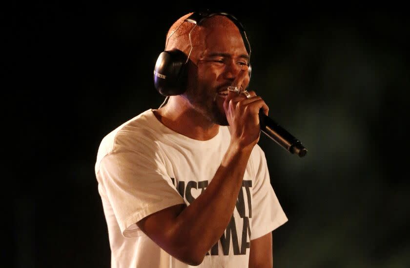 LOS ANGELES, CALIF. -- SATURDAY, JULY 22, 2017: Frank Ocean performs at the FYF Fest in Exposition Park in Los Angeles, Calif., on July 22, 2017. (Gary Coronado / Los Angeles Times)