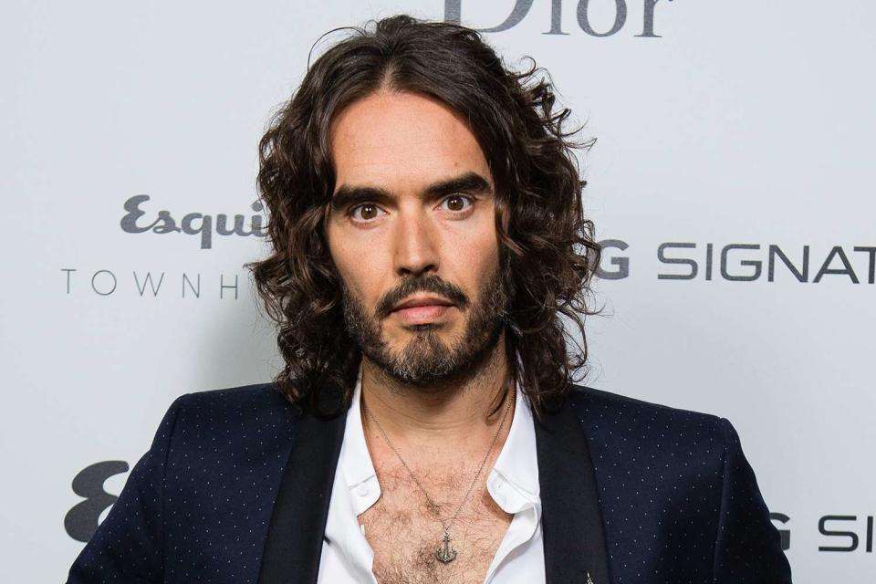 <p>Jeff Spicer/Getty Images</p> Russell Brand in London, 2017
