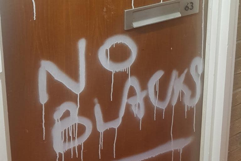 Man charged after ‘no blacks’ graffiti sprayed on family’s front door in Salford