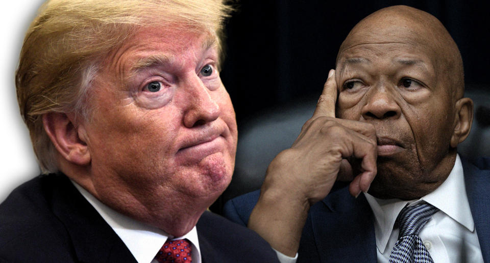 President Trump and Rep. Elijah Cummings. (Photo illustration: Yahoo News; photos: AP, J. Scott Applewhite/AP)