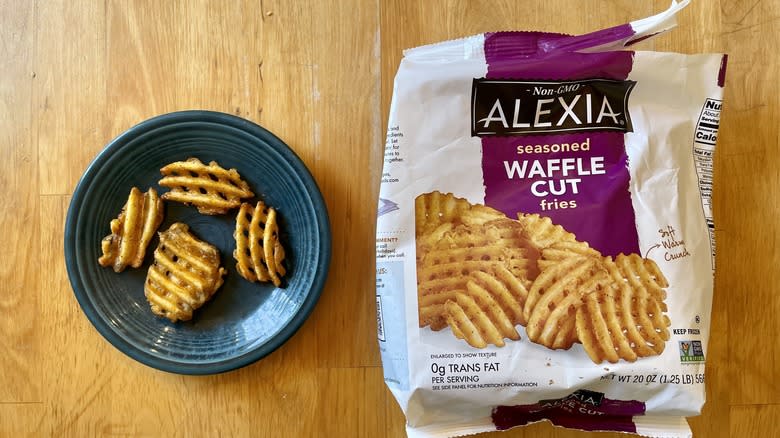 golden waffle fries and bag