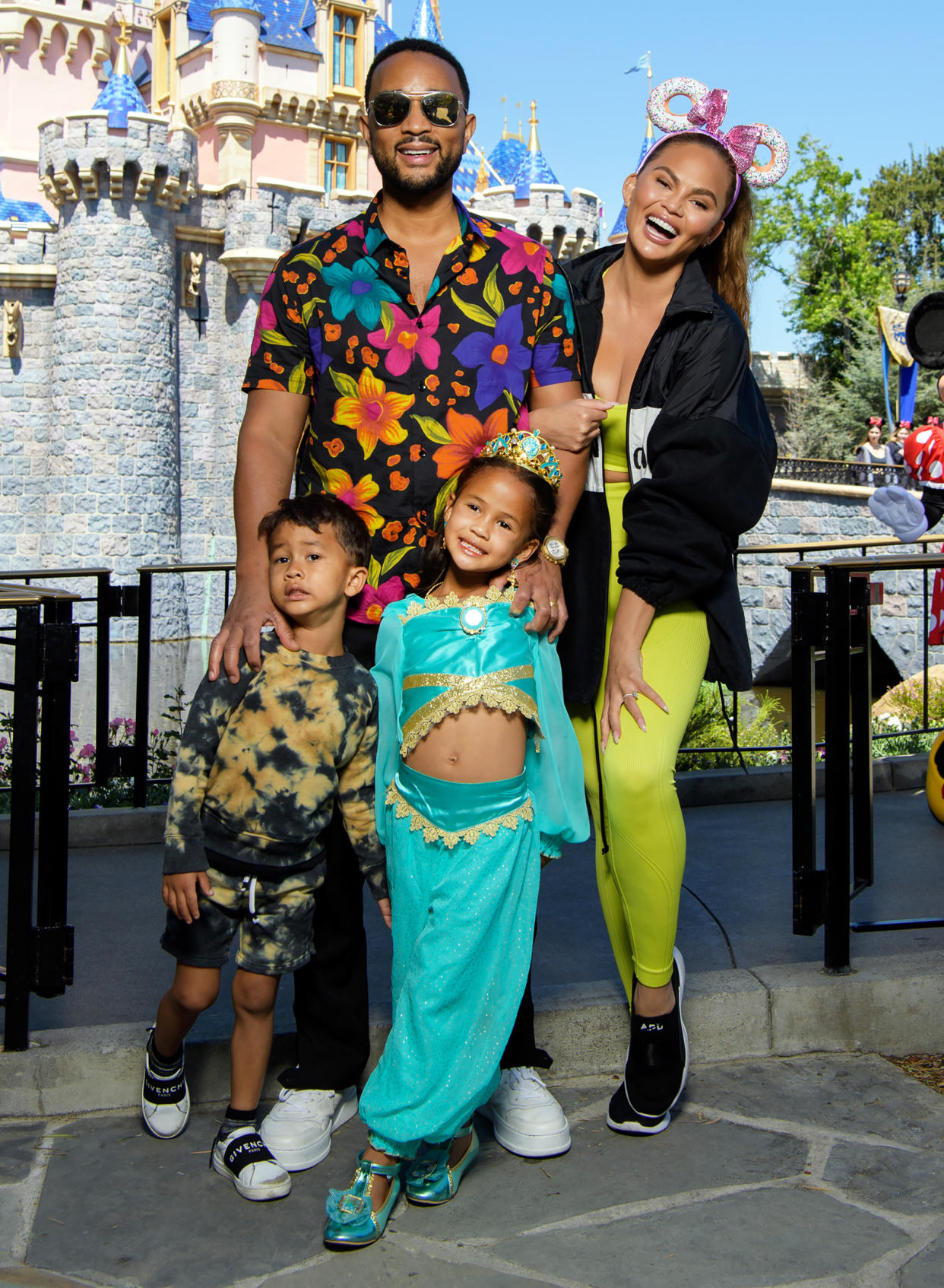 John Legend, Chrissy Teigen and their children, Miles and Luna at Disneyland (Richard Harbaugh / Disneyland Resort via Getty Images)
