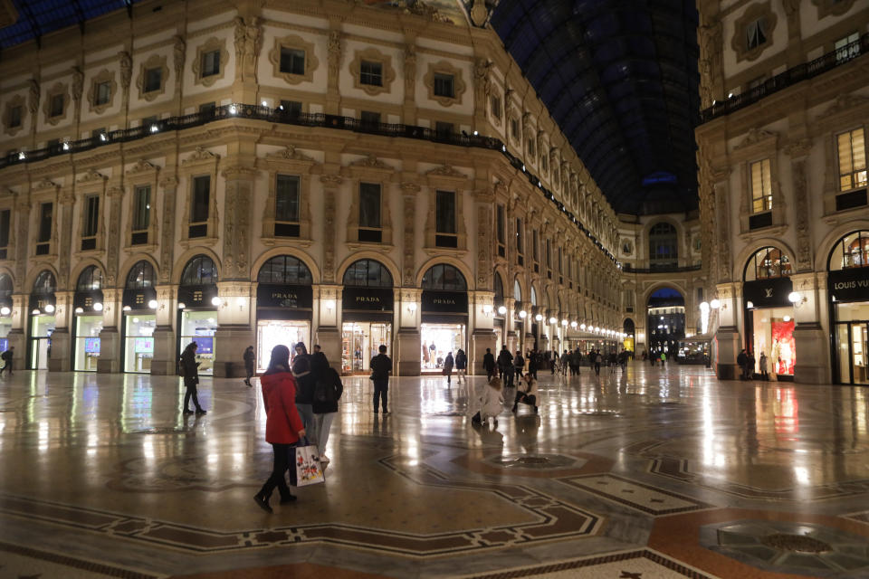 Restaurants and bars lie empty as coronavirus fears spread in Milan.