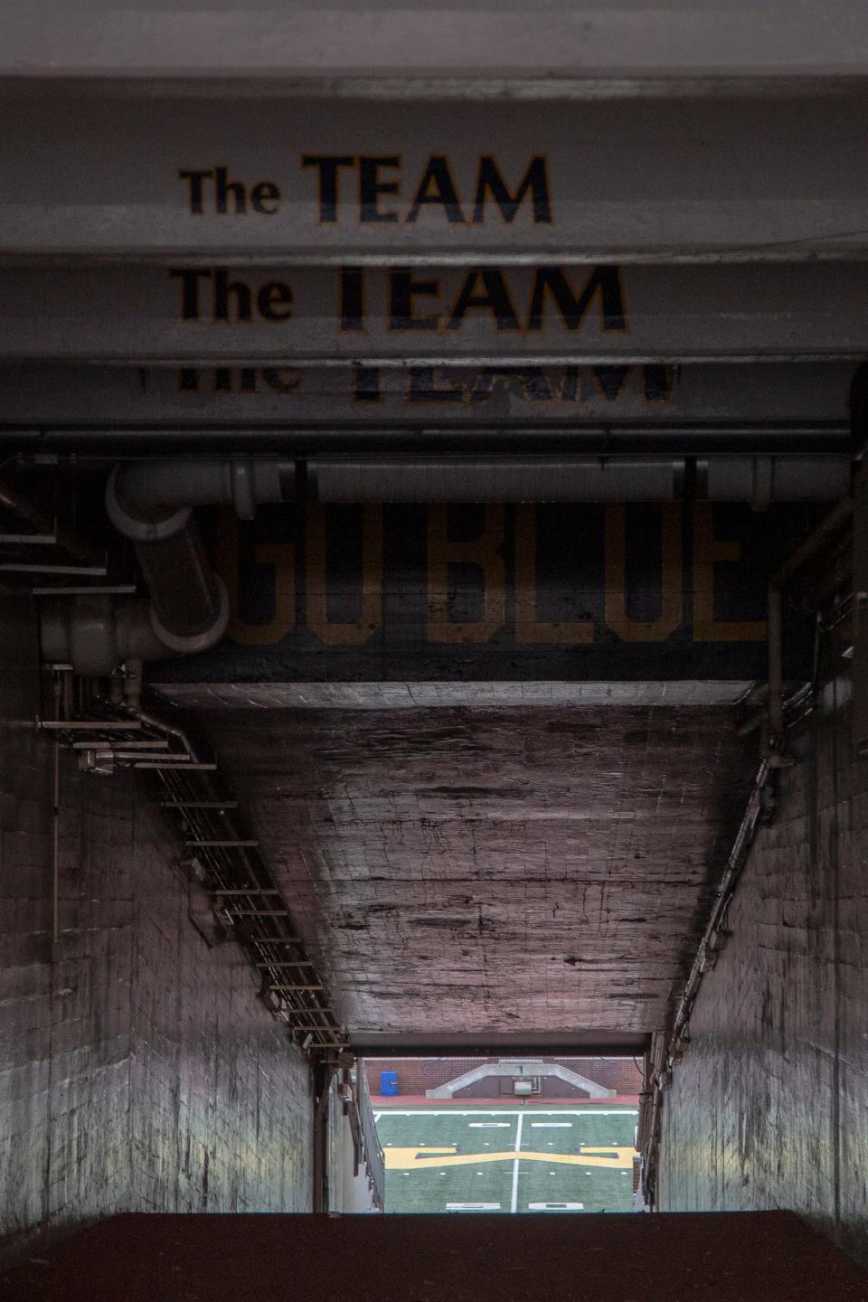 Tunnel at Michigan Stadium in Ann Arbor, Friday, April 3, 2020.
