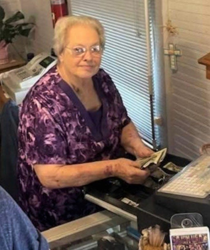 Jane Hebert often greeted customers from behind the cash register of her Houma restaurant, A-Bear's Cafe.