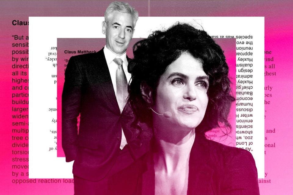 Graphic of Bill Ackman and wife Neri Oxman