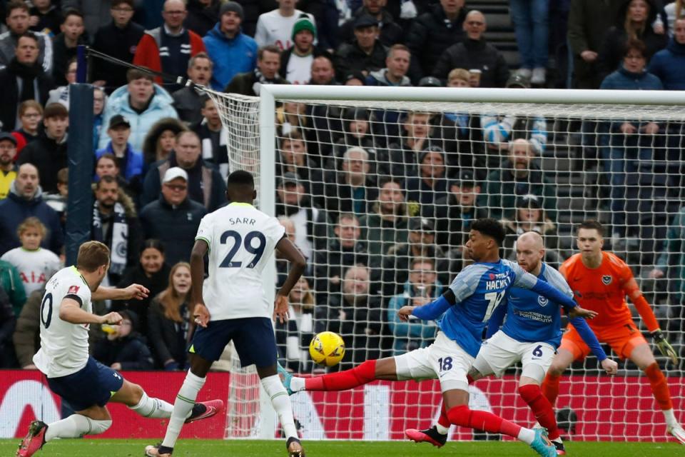 On the brink: Harry Kane moved one goal of Jimmy Greaves’ Tottenham record  (AFP via Getty Images)