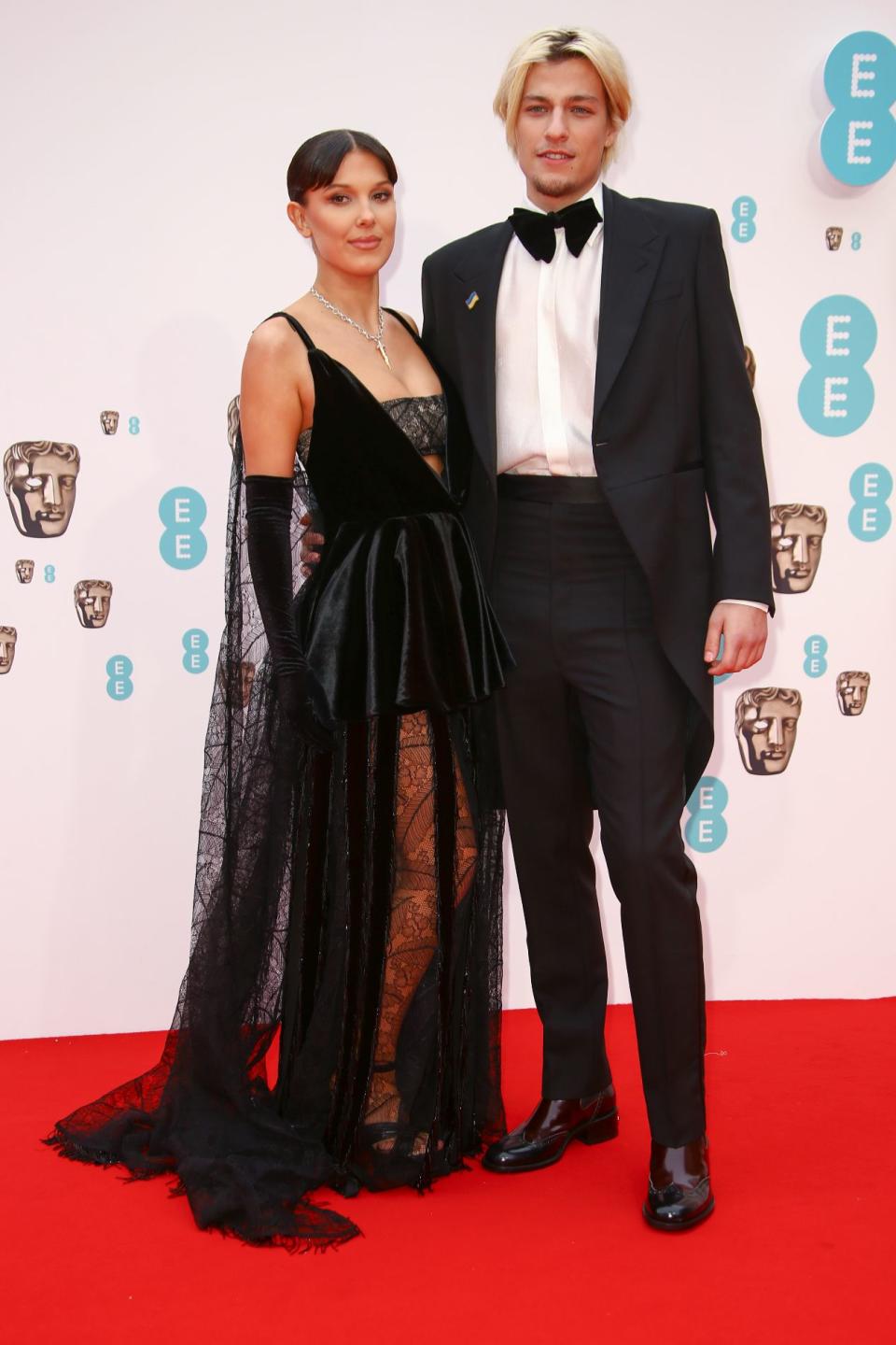 Millie Bobby Brown and Jake Bongiovi at the BAFTA’s. - Credit: AP