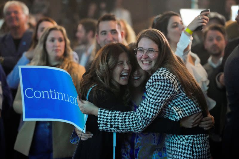 Quebec Premier Francois Legault attends an election night rally in Quebec City