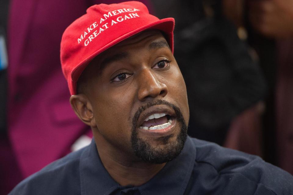 Kanye West during his meeting with Donald Trump in the Oval Office of the White House in Washington, DC, on 11 October, 2018: SAUL LOEB/AFP/Getty Images