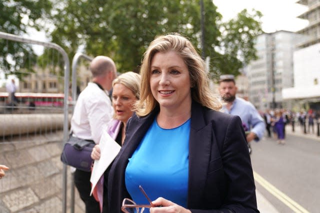 Penny Mordaunt arrives at the Queen Elizabeth II Centre in London for the announcement of the new Conservative party leader