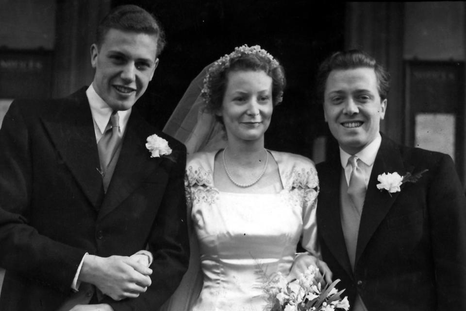 Family: Sir David Attenborough (left) with his wife Jane Oriel and older brother and film actor Richard Attenborough at St. Anne's Church, Kew Green in 1950 (PA)