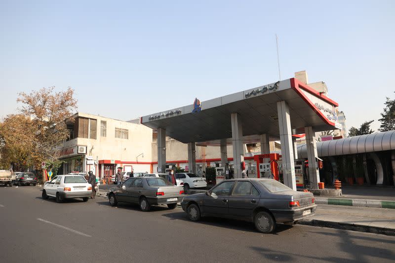 A general view of a gas station during gas station disruption in Tehran