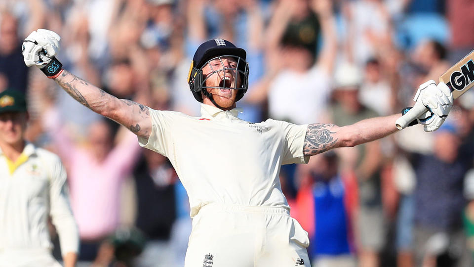 Seen here, Ben Stokes celebrates a big Ashes century against Australia in 2019.