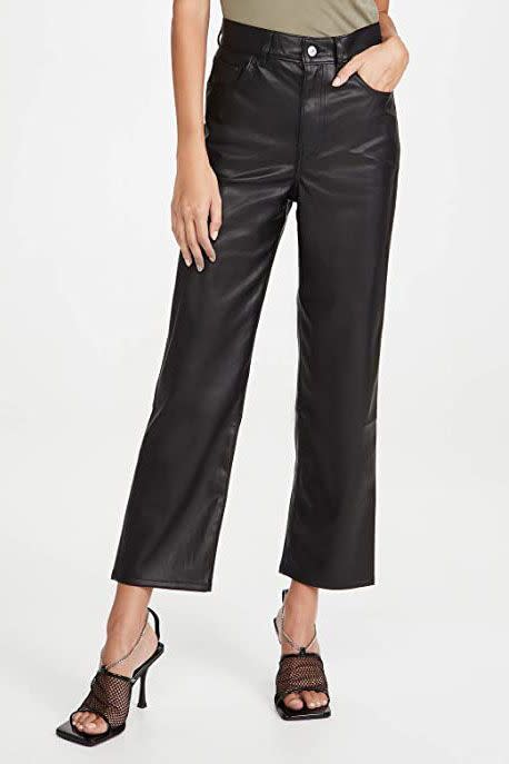 6) Women's Faux Leather Rib Cage Straight Pants