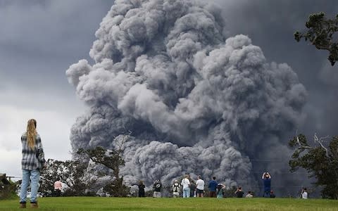 Clouds of ash bellow from Kilauea - Credit: Getty