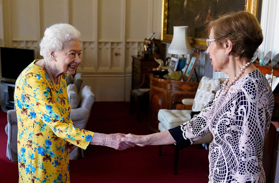 The Queen shakes hands with NSW Governor