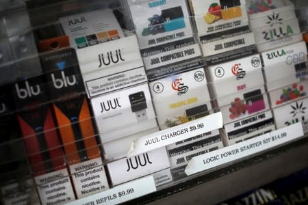 FILE PHOTO: Vaping products are seen for sale at a shop in Manhattan in New York