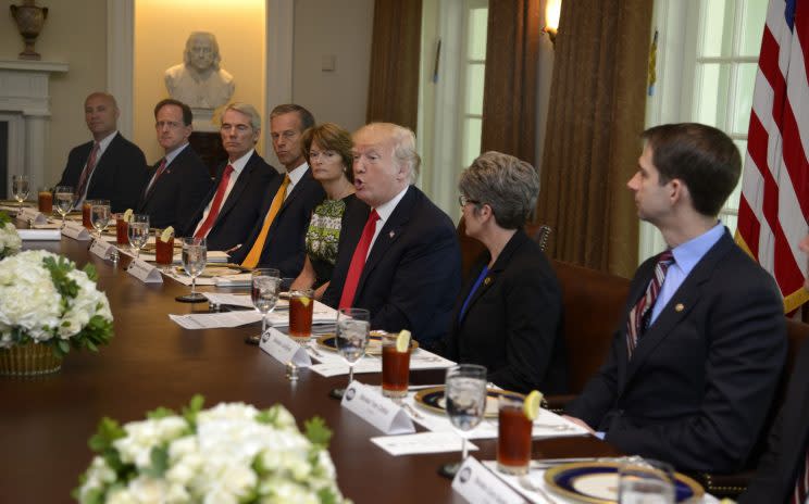 President Donald Trump with members of Congress
